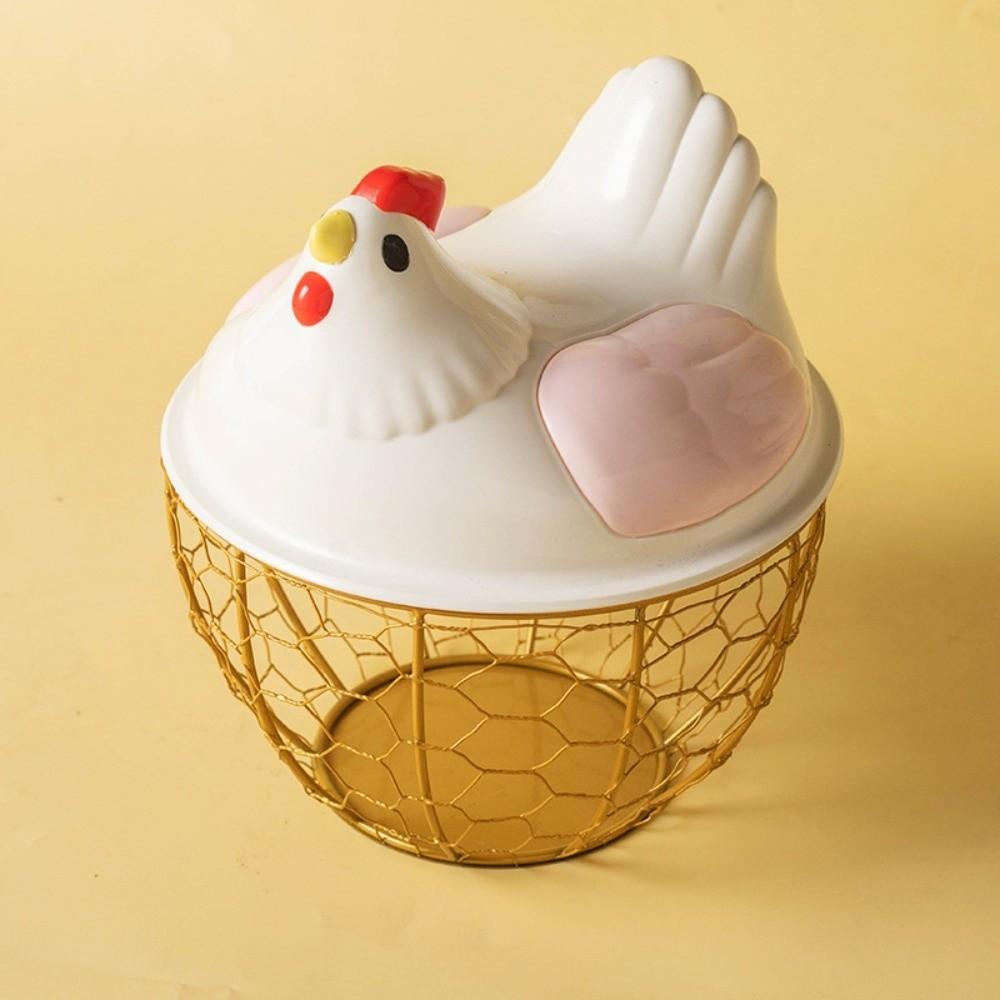 Rustic Egg Container Storage Hollow Iron Basket Hen Shape Egg Basket Kitchen Accessories