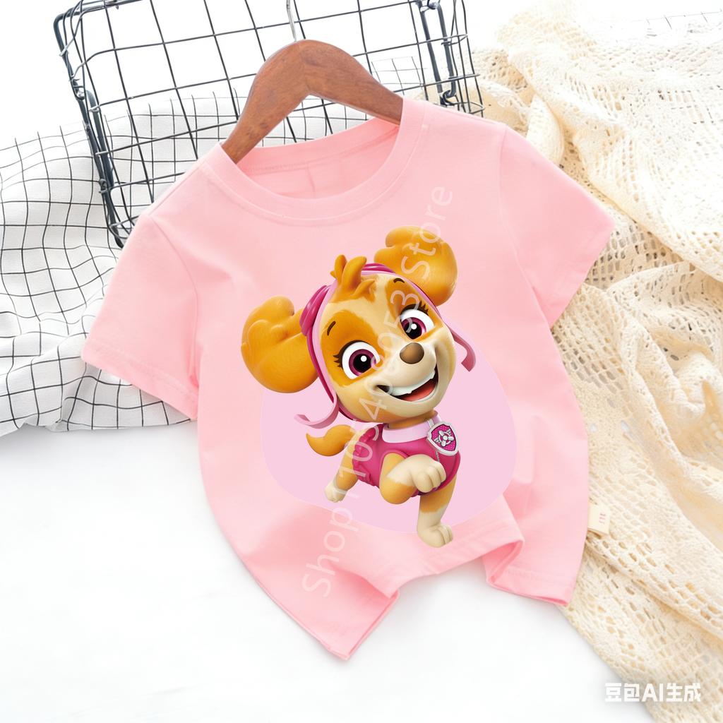 Paw Patrols Baby TShirt Girls Boys Clothes Cartoon Anime Chase Skye Figure Printed Toddler Tops Summer Clothes Gift