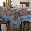 Geometric Patterns Chenille Tablecloth Tassel Edge Embroidered Dining Table Cover  Rectangular Thick Wear-resistant Table Cloth