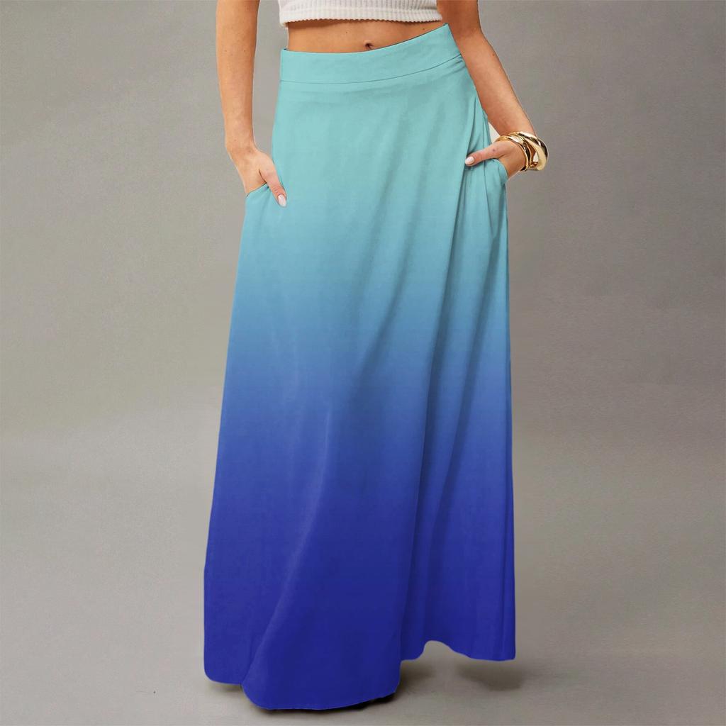 Женское струящееся платье макси, обычная повседневная летняя юбка в стиле бохо