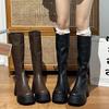Платформа квадратный каблук женские сапоги до колена модные круглые носки молнии обувь осень женские лаконичные длинные Botas De Mujer