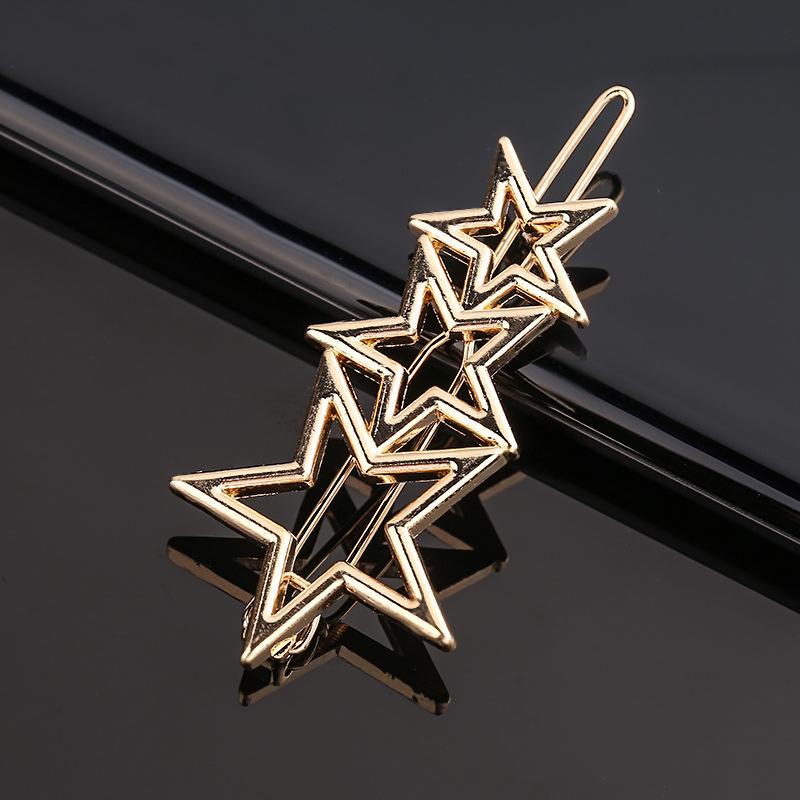 Simple Creative Metal Hair Clip Women Fashion Elegant Geometric Hairpins Round Star Hairgrip Barrette Headwear Hair Accessories