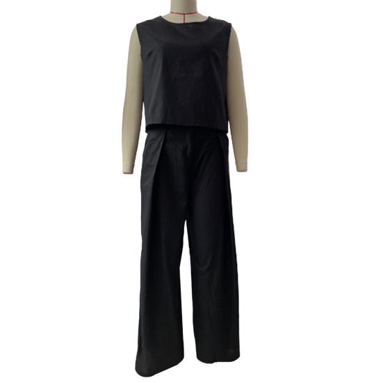 Элегантный однотонный повседневный комплект из 2 шт./компл., мягкий женский жилет с глубоким промежностью, комплект брюк, женская одежда, майка, брюки