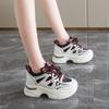 Fashion Mix Color Platform Sneakers Women Spring Pu Leather Thick Bottom Vulcanize Shoes Female Lace-Up Non-Slip Sports Shoes Ladies