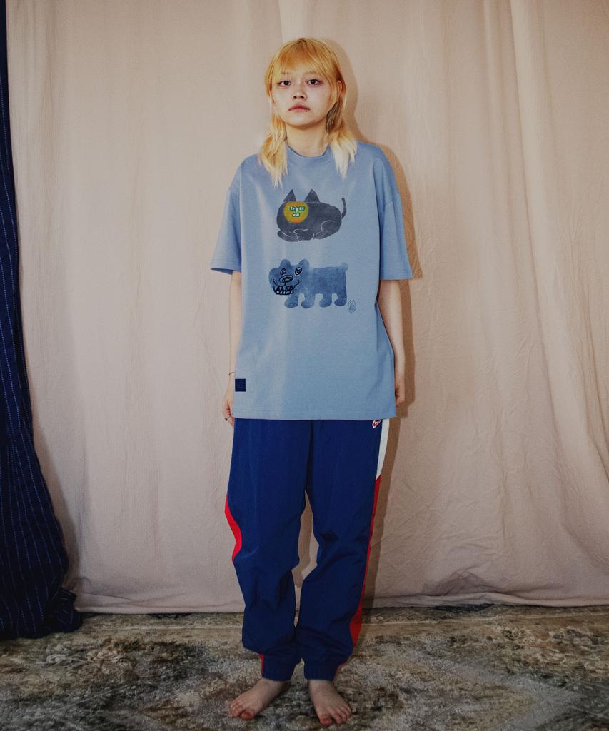 GROUNDWORK Cat And Dog T-Shirt / Sky Blue