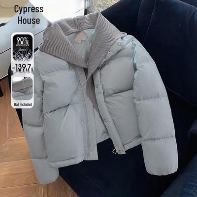 Syburshe Женская зимняя куртка-пуховик 2025 года, короткая, 90% пух, с капюшоном