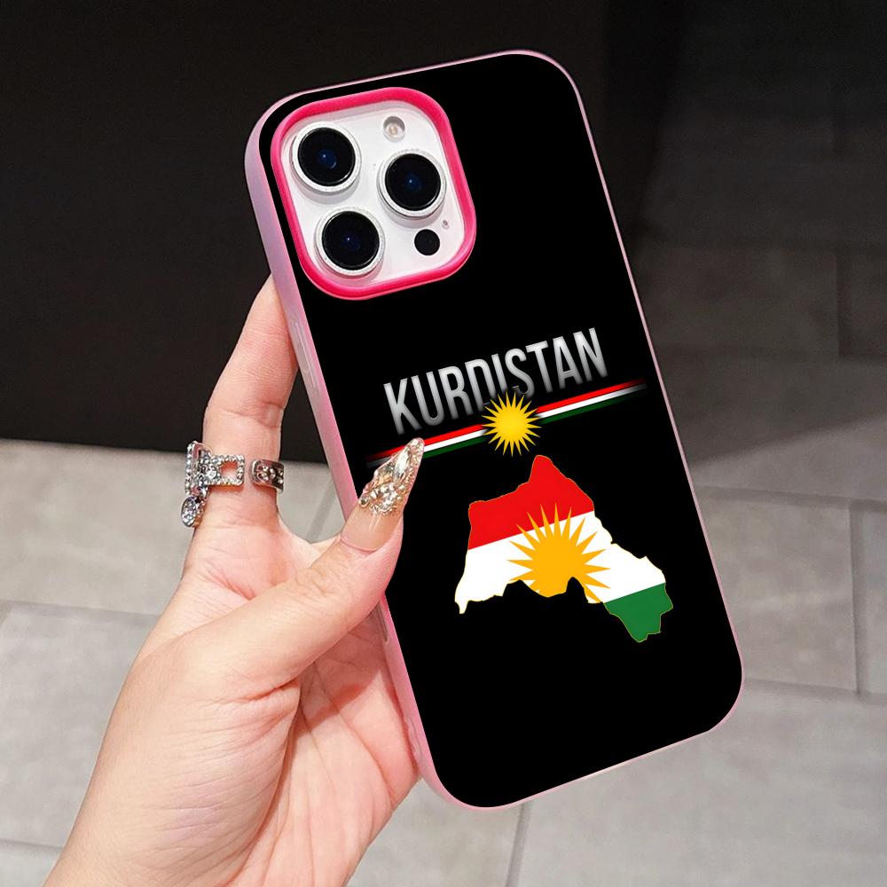 Kurdistan Flag Jelly Double layer Rose Red Mobile Phone Case for iPhone 17 16 15 14 13 12 11 Air Pro Max Plus Protective