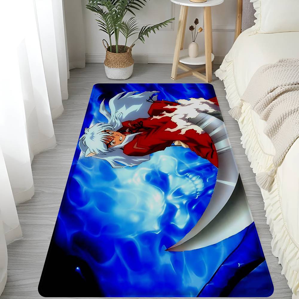 Japanese Anime Inuyasha Hallway Carpet Washable Non-Slip Living Room Sofa Chairs Area Mat Kitchen Doormat Area Rug