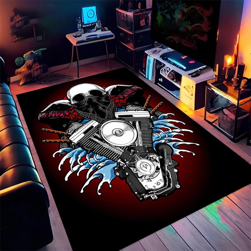 Skull Wings Engine Power carpet Suitable for all seasons printing Protective pad Office chair cushion Fashion