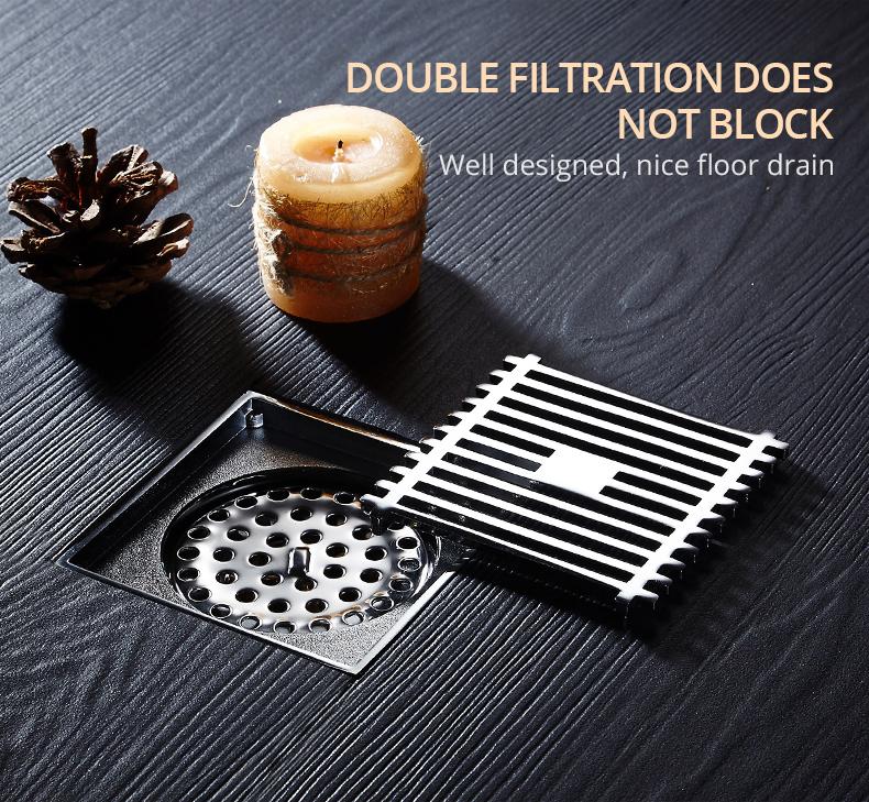 Полосатый слив для душа с защитой от запаха, матовый черный, слив для душа, пол 10 см, квадратный слив для душа из нержавеющей стали, аксессуары для ванной комнаты
