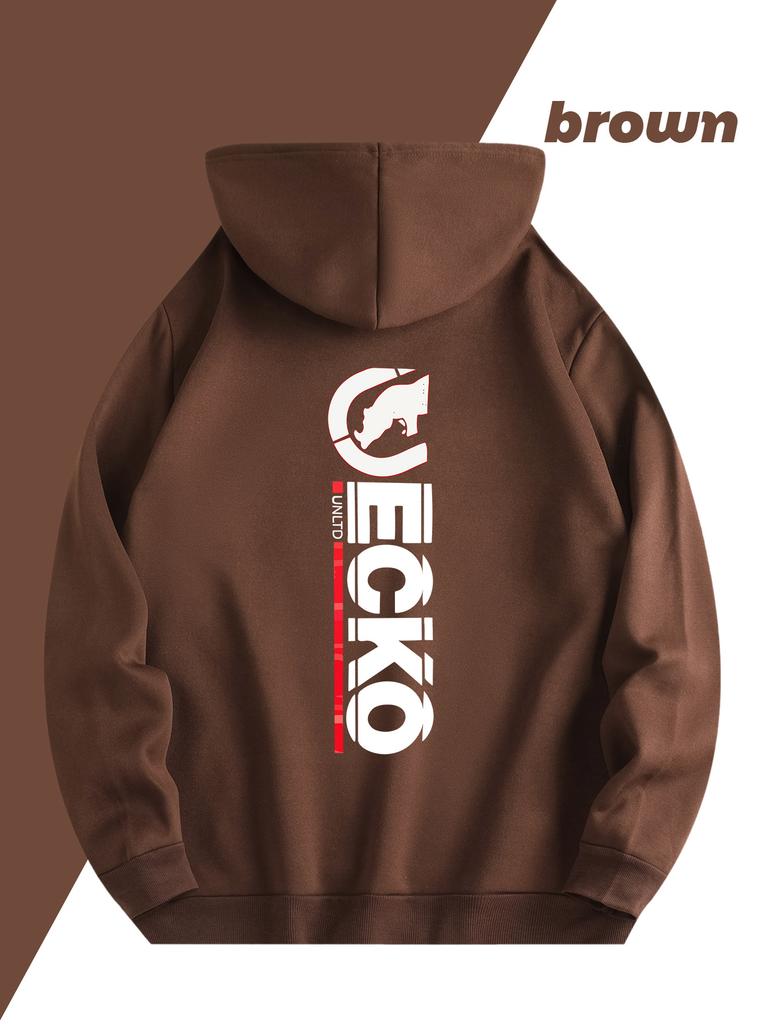 Модная спортивная толстовка Универсальная повседневная с капюшоном на шнурке Принт ECKO Топ с передним карманом-кенгуру Подарок-сюрприз Мужчины