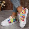 Модные цветные кроссовки из парусины с кисточками для женщин 2024 года, повседневная обувь на платформе со шнуровкой, большой размер 43, нескользящая женская обувь на плоской подошве