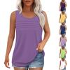 Майка для женщин Летние наряды Блузки без рукавов Повседневные свободные рубашки Округлый вырез Складки спереди