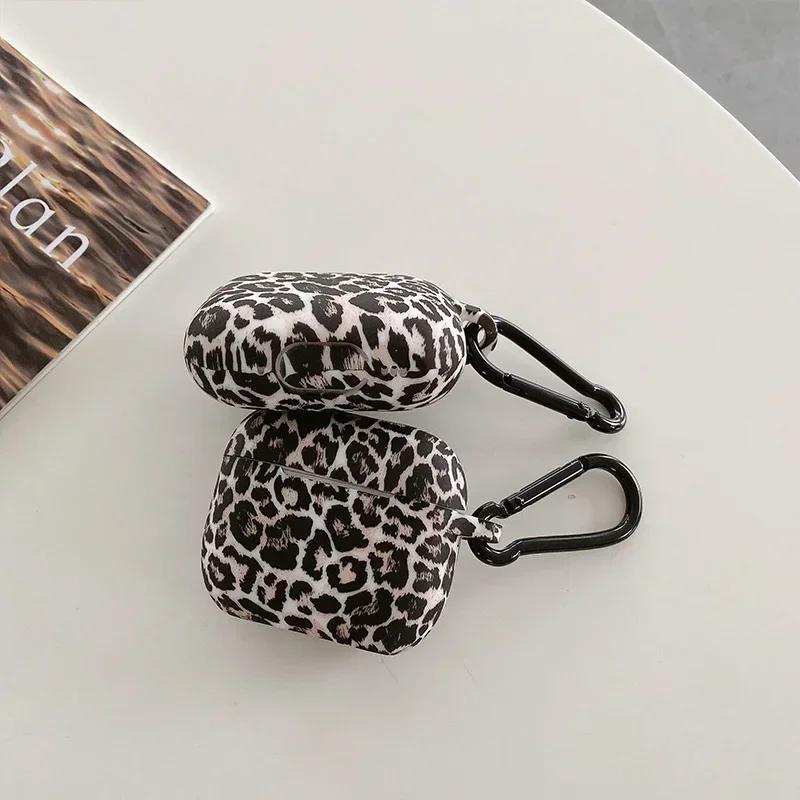 Чехол для наушников с леопардовым принтом для Airpods Pro 2 Силиконовая защитная крышка для Apple Airpod 4 1 4-го поколения Корпус с крючком