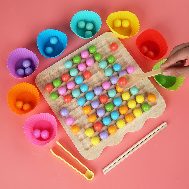 Wooden Fun Xiaoxiao Music Two-In-One Clip Beads Exercise Children'S Hand-Eye Coordination Concentration Training Early Education Toys