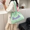 Корейская версия новой повседневной сумки-тоут большой вместимости с принтом букв, легкая дорожная универсальная сумка через плечо в ленивом стиле