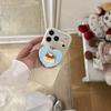 Kawaii Pudding Cartoon Yellow Polka Dot Magnetic Phone Case With Heart Pop Socket For iPhone 15 16 17 Pro Max INS Cute Shockproo