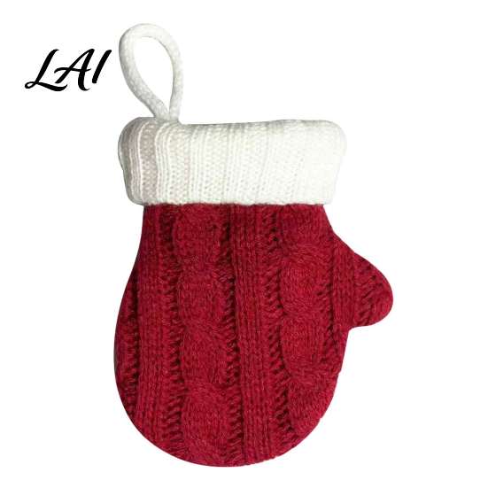 Winter Home Ornament Mini Knitted Christmas Mitten Ornaments Xmas Glove Hanging Decor Festive Tableware Flatware Decorative Keychain Accessory