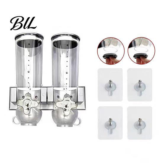 Dry Goods Dispenser for Kitchen Wall Mounted Cereal Dispenser, Moisture Proof Airtight Food Storage Mount Container, Plastic Space Saving Organizer