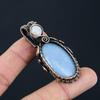 Pretty Angelite & Moonstone Gemstone Handmade Pure Copper Wire Wrap Jewelry Pendant For Love
