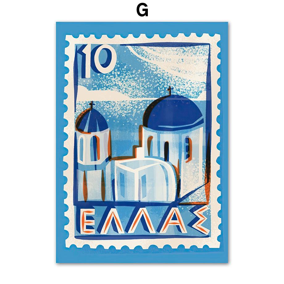 Нидерланды, США, Франция, Испания, Италия, почтовая марка, плакат на скандинавскую тему, настенные художественные принты, холст, картина, Декор, фотографии для гостиной