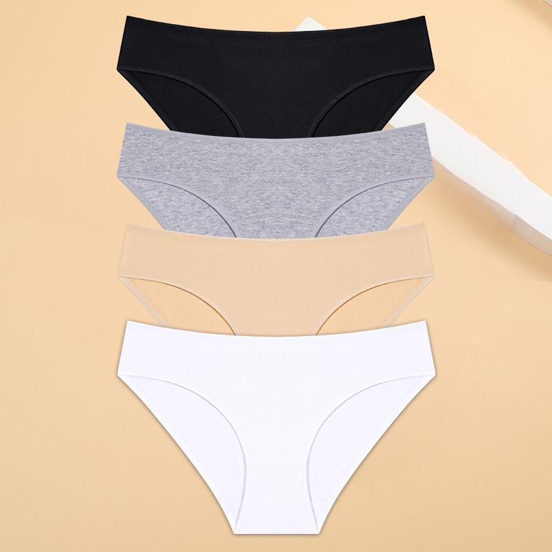 4 шт./компл. с низкой талией, сексуальные женские трусики, хлопковые трусы для женщин, однотонные трусы, нижнее белье, трусики для девочек, мягкое нижнее белье