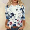 Женский модный повседневный пуловер с рукавом три четверти и цветочным принтом на воротнике