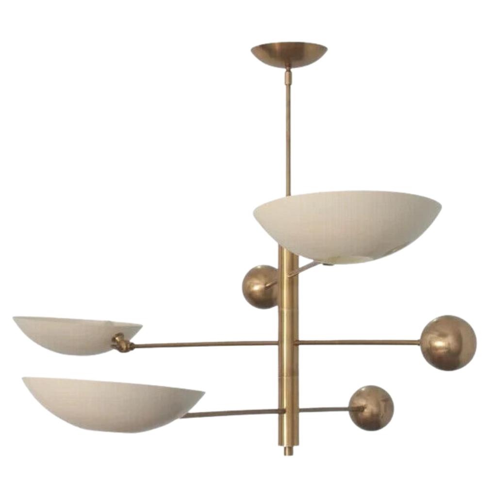 Подвесной светильник на 3 лампы в стиле модерн из необработанной латуни в стиле «Спутник»