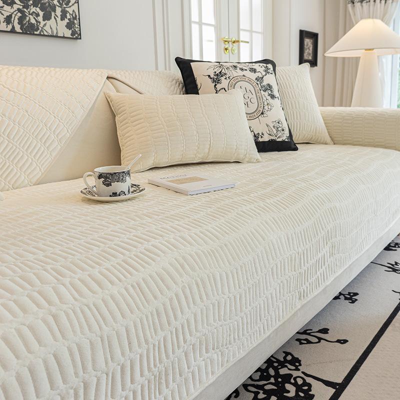 Подушка для дивана из ткани, высококачественные утолщенные нескользящие подушки для сидений, короткий плюшевый чехол для дивана в кремовом стиле