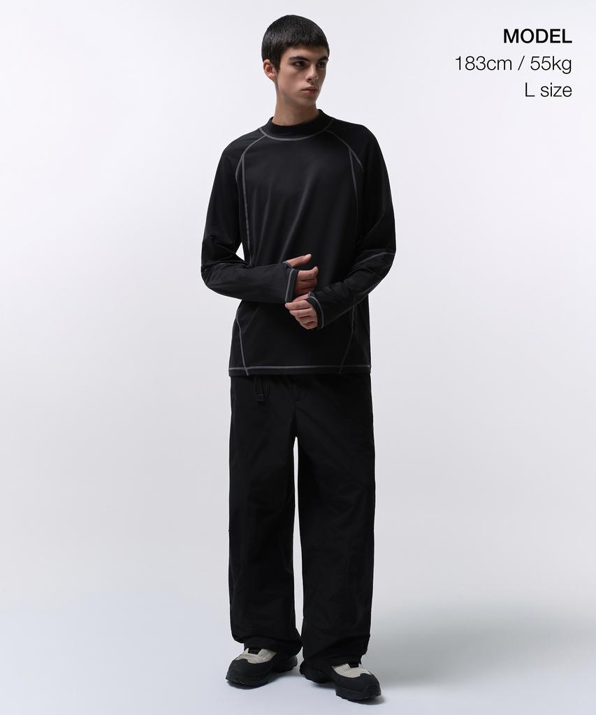 MUSINSA STANDARD [City Leisure] Structured Mock Neck Long Sleeve T-Shirt [Black]