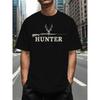 Летняя мужская футболка с принтом "HUNTER", повседневная и удобная, с круглым вырезом и коротким рукавом, подходит для повседневной носки и спорта