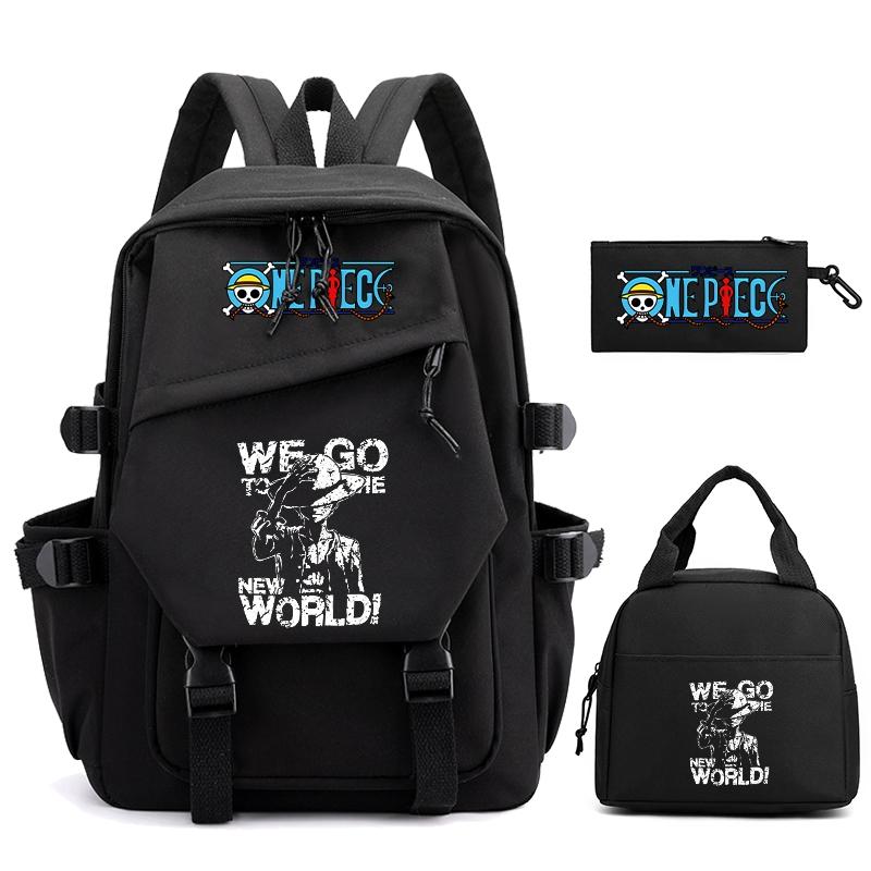 3 шт./компл., цельный нейлоновый рюкзак в стиле аниме с сумкой для обеда для девочек и мальчиков, школьный рюкзак для мужчин и женщин, дорожная сумка для отдыха