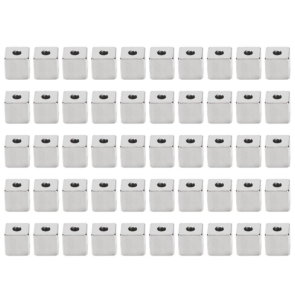 50pcs Steel Square Spacer Beads Stainless Steel DIY Necklace Accessories Bracelet Making