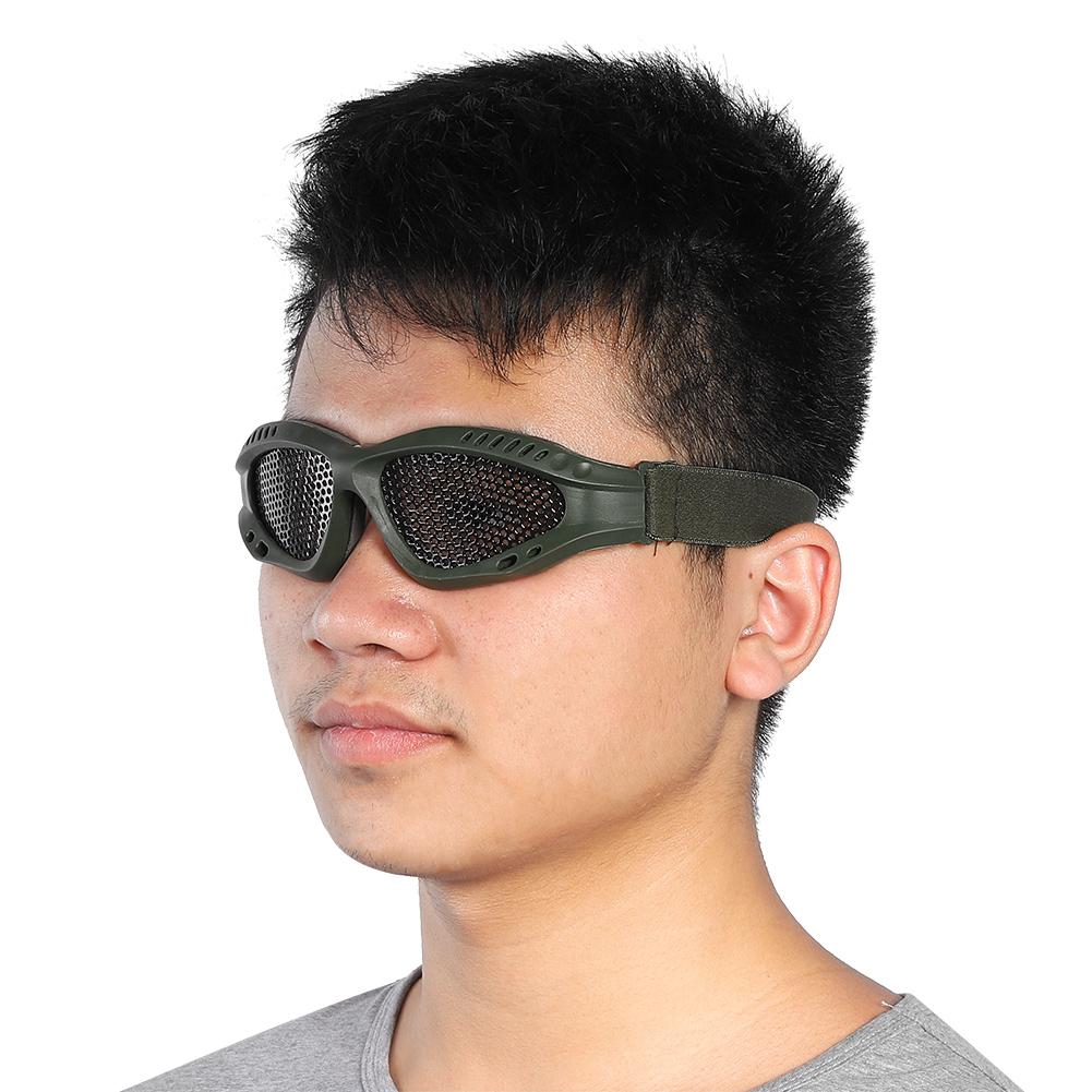 Metal Mesh Eye   CS Game Glasses With   Strap(  Green)