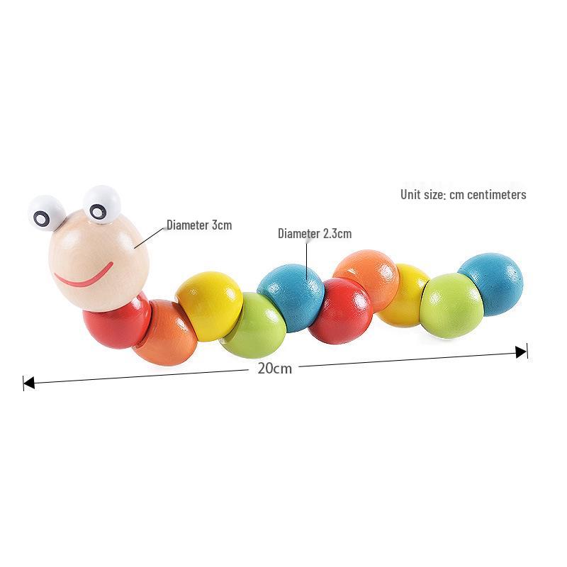 Деревянная игрушка «Гусеница-вертушка» для младенцев и малышей (Возраст 0-3)