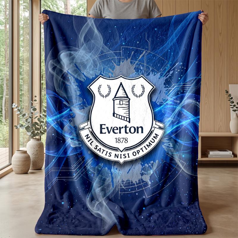 Everton Football Print Flannel Blanket, Soft Warm Lightweight Throw Blanket for Sofa Bed Camping