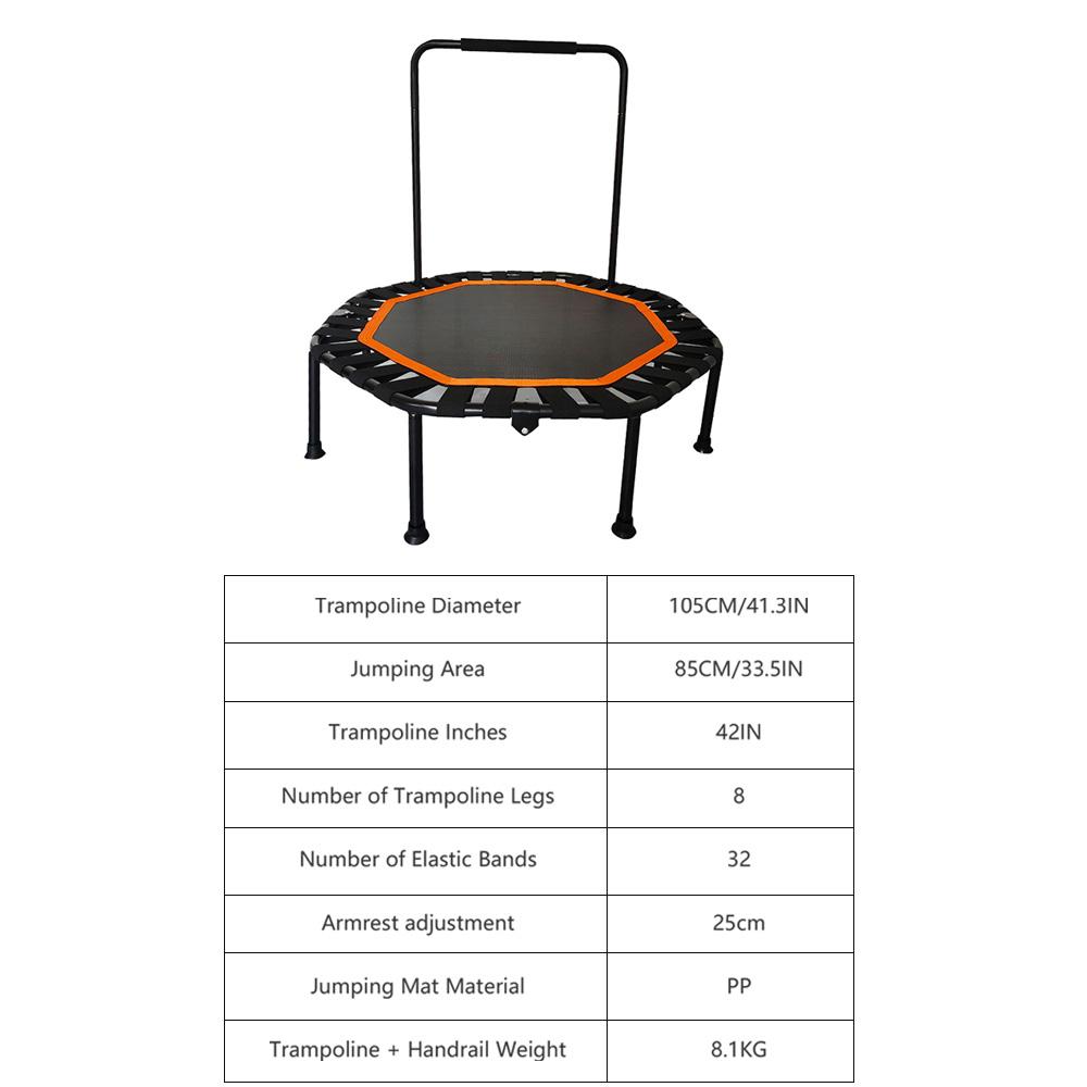 Mini Trampoline for Adults Fitness Foldable 42-In Octagonal Silent Safe and Stable Slingshots for