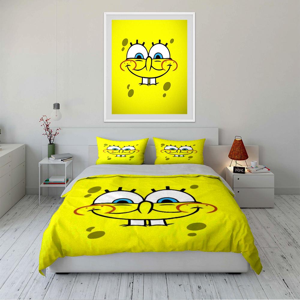 Yellow Sponge Cartoon Bedding Set Bedding set (1 duvet cover, 2 pillowcases, duvet not included)
