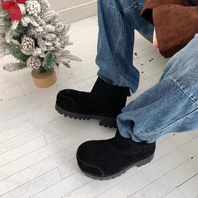 Женские зимние ботинки на платформе 2025 Зимние Новые Уличные Плюшевые Утепленные Хлопковые Ботинки Нескользящие Удобные С Увеличением Роста Теплые Ботинки