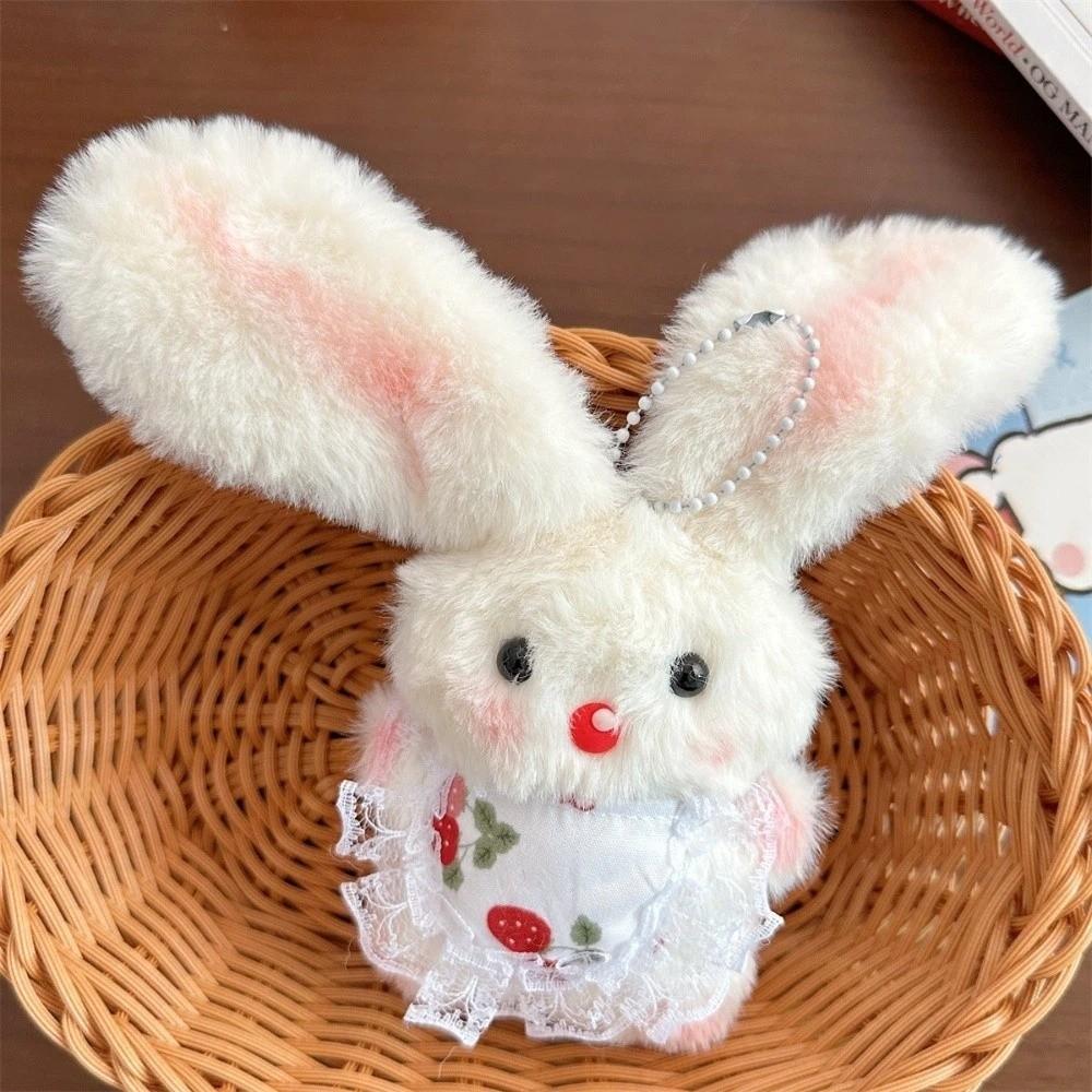 Soft Plush Rabbit Keychain Cute Long-eared Rabbit Pendant Girly Stuffed Keyring Women