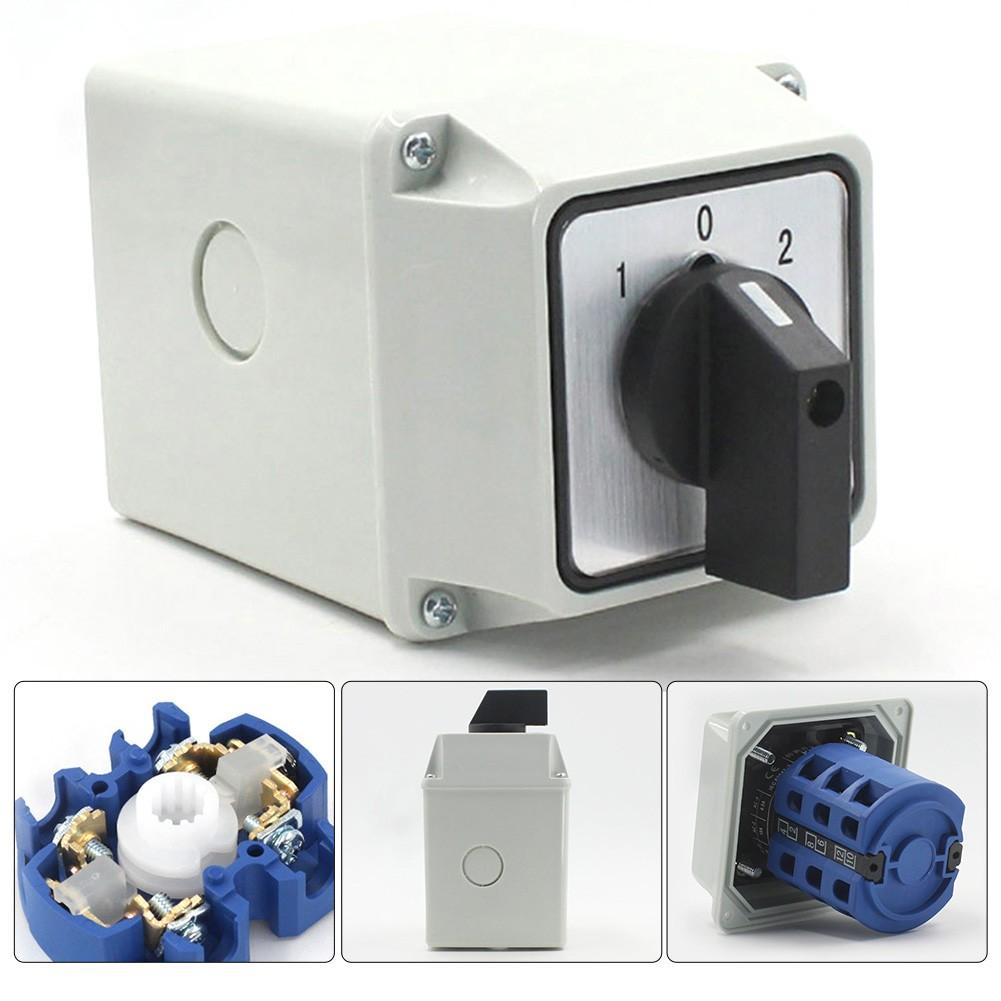 Enclosed Changeover Switch 380V 25A 3 Position 12 Terminals  Rotary Cam