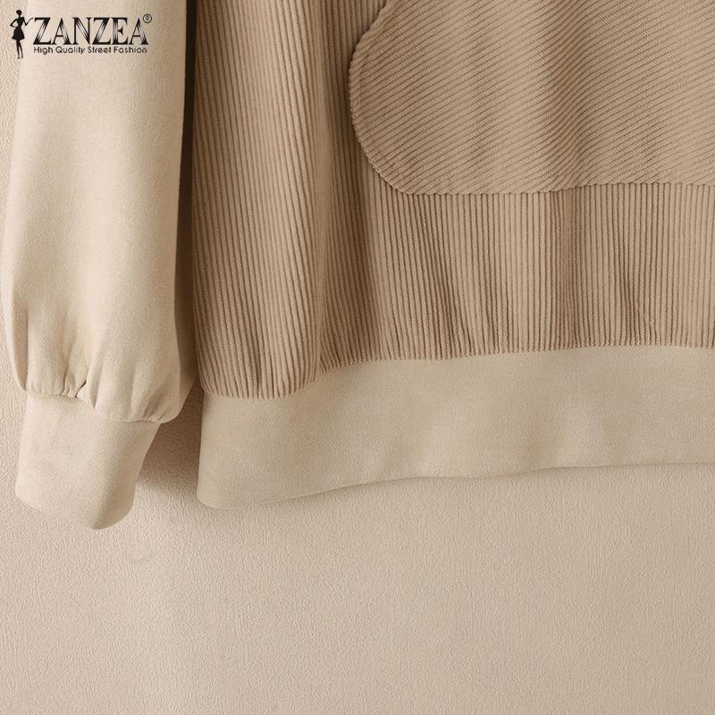 ZANZEA Women Casual Long Sleeve Patchwork Pullover Hoodies