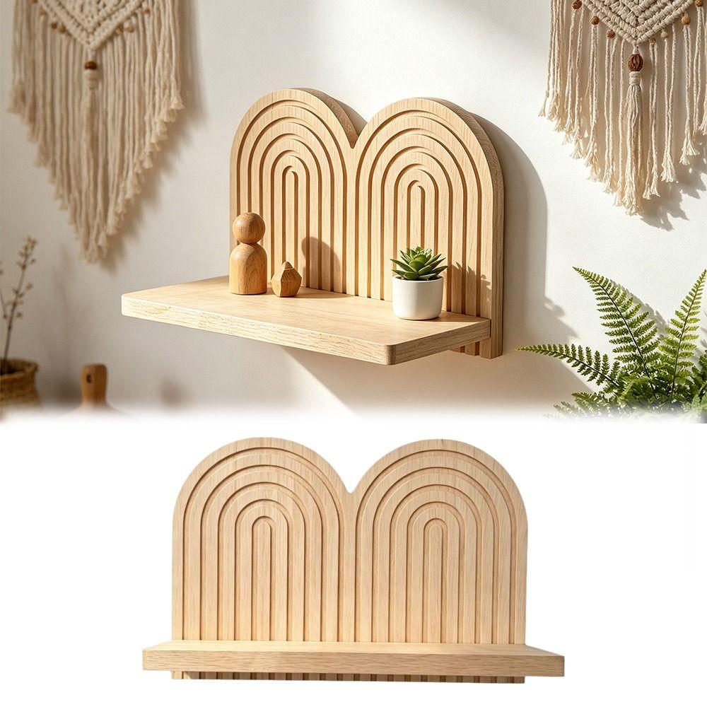 Floating Design Wall Mounted Shelves Multi-Layer Design Wooden Shelves Arched Wall Shelves  Bedroom
