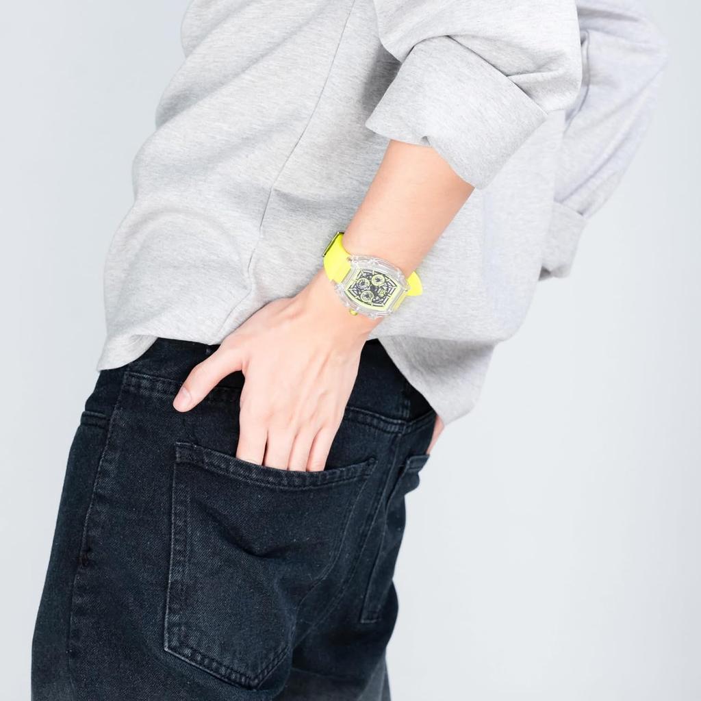 Authorized Distributor [ICE-WATCH] Ice-Watch Men's Unisex Wristwatch 024286 ICE Boliday Clear Yellow Skeleton Plastic Date Display Day of the Week