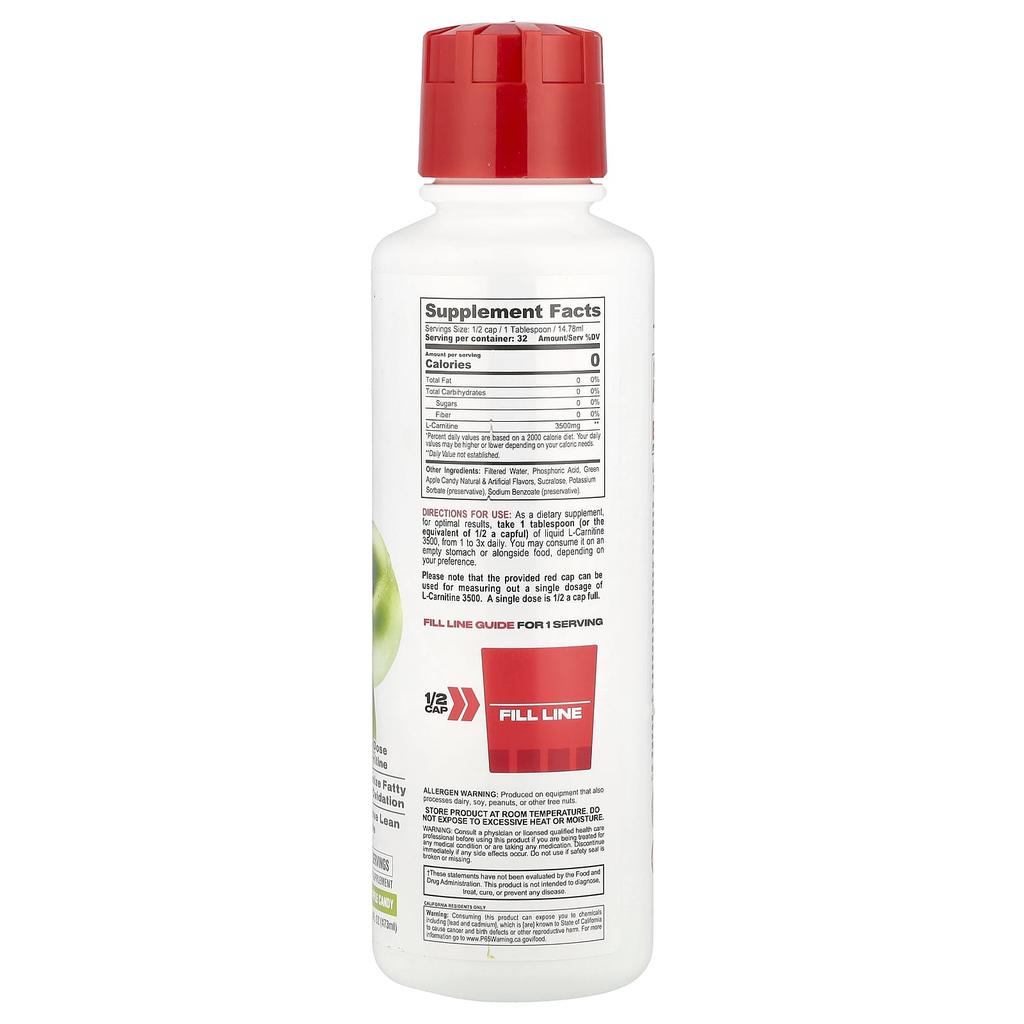 L-Carnitine® 3500, Green Apple Candy, 473 Ml (16 Fl Oz)