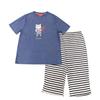 Takihyo Angie La Coquette Pajama Short Length Summer Cotton Navy Women's Set, Sleeves, 3/4 Pants, Loungewear, Jersey,