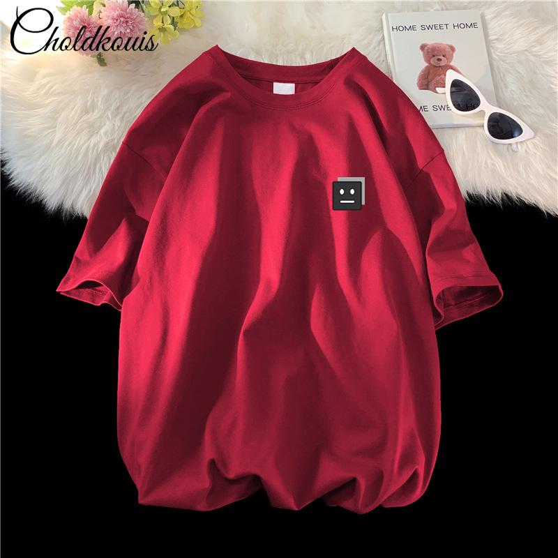 Мужская футболка с коротким рукавом Новая Свободная Повседневная Корейская Модная Одежда Мужская С Принтом Круглый Вырез Узор Модная