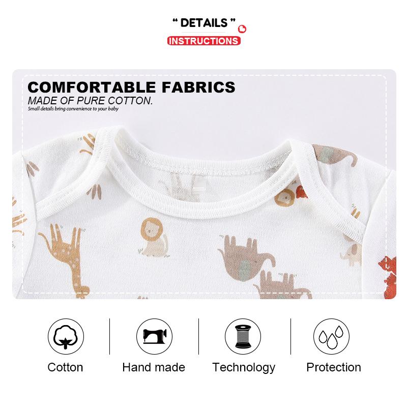 KIDDIEZOOM 5 предметов для мальчиков и девочек 0-12 месяцев, повседневные боди с короткими рукавами и милым мультяшным принтом для малышей