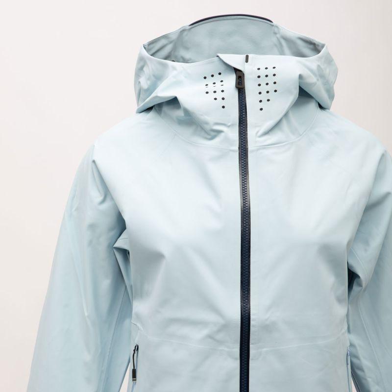 Sky Blue Softshell Jacket with Hood Black Zip Closure Woman ROSSIGNOL