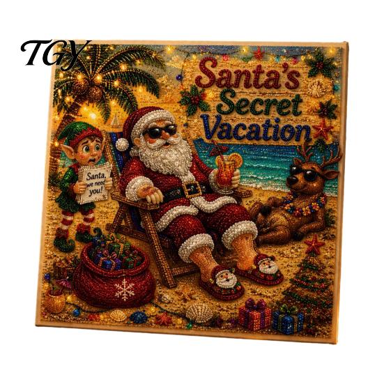 Handicraft Activities for Kids Xmas Faux Pearl Art Kit, Santa Claus Reindeer Painting DIY Craft Sets Adults Sparkling 3D Festive Wall Kit Adults,